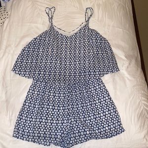 BB Dakota Blue and White Romper